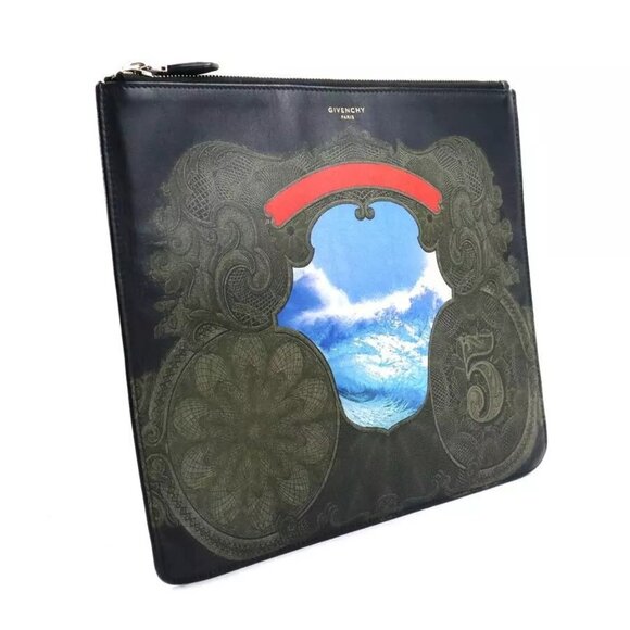 Auth GIVENCHY Clutch Bag Black/Multicolor Leather authentic - Picture 4 of 13